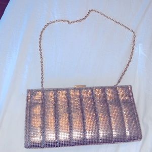 Champagne/Gold sequins clutch with chain